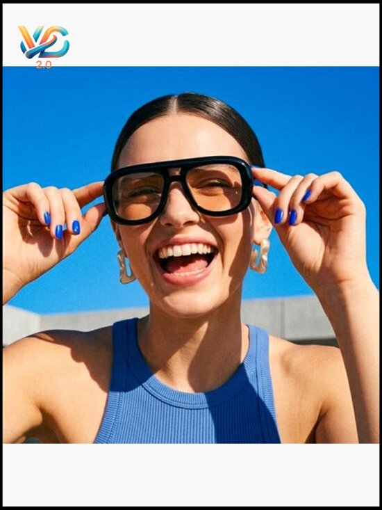 Oversized Square Aviator Sunglasses Retro Pilot Thick Frame Unisex UV400 main image 4